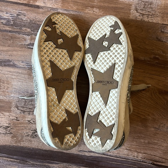 Jimmy Choo sneakers tan sparkle glitter women’s size 36 - Picture 6 of 6